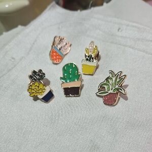 Vibrant Cactus Plant Enamel Pin Collection
